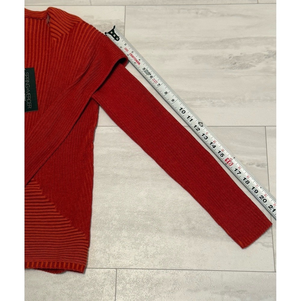 Spring & Mercer Orange Striped Long Sleeve Open Front Cardigan Sweater S NWT - Picture 7 of 11